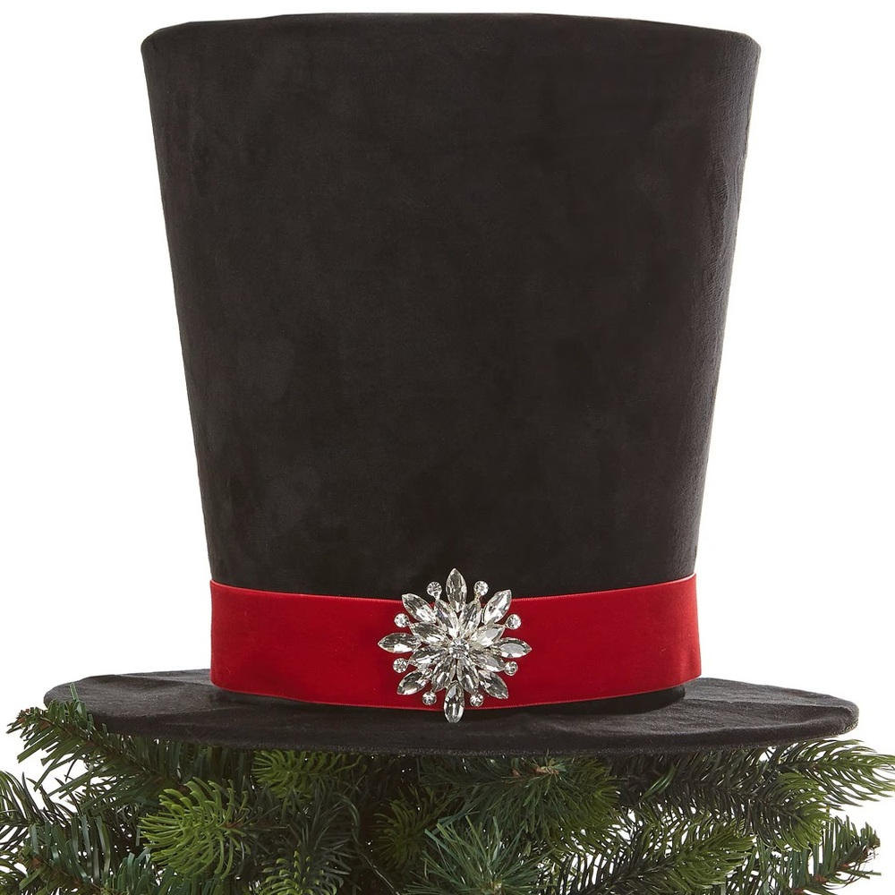 Black Top Hat Christmas Tree Topper
